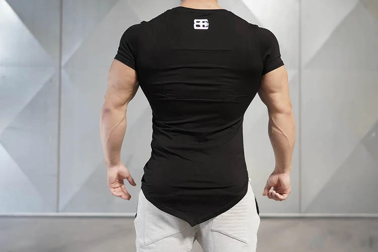 Спортивная футболка мужская эластичная дышащая быстросохнущая с коротким рукавом Одежда для бега фитнеса тренировочная Однотонная рубашка