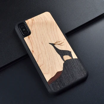 

For Iphone 6 s 7 8 plus X Animal deer Wood retro style Phone Case For Huawei P10 plus wooden cover for Samsung S7edge S8 plus