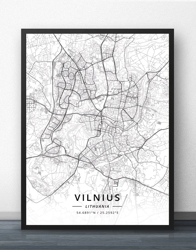 Vilnius Lithuania Map Poster