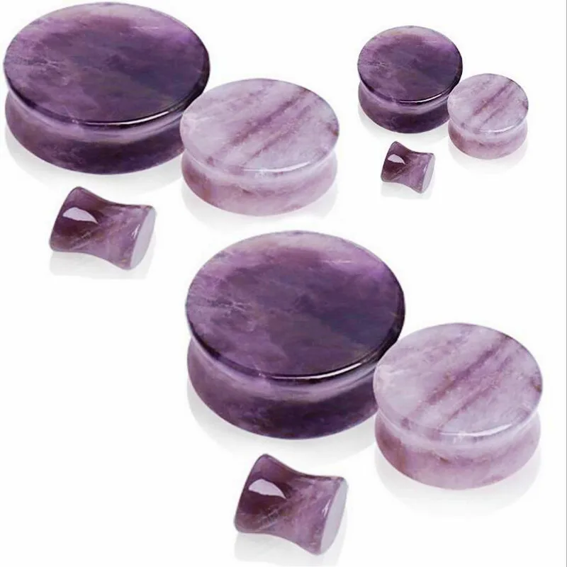 1 пара фиолетовый камень беруши и Туннели пирсинг, ушные измерительные приборы органический камень плоти туннель расширитель ушей расширитель 6 мм-16 мм