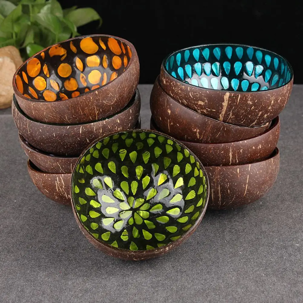 

Stylish Natural Coconut Shell Candy Food Container Keys Storage Bowl Home Decor