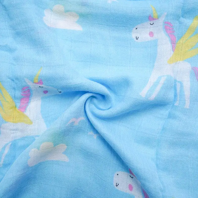Muslinlife Baby Swaddle Wrap Soft Bamboo Cotton Blanket For Baby Stroller Use Cute Bunny Unicorn Whale Blanket 120*120cm