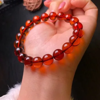

Certificate Natural Blood Red Amber Round Beads Bracelet Healing Stone 10mm For Woman Man Gemstone Drop Shipping Reiki AAAAA