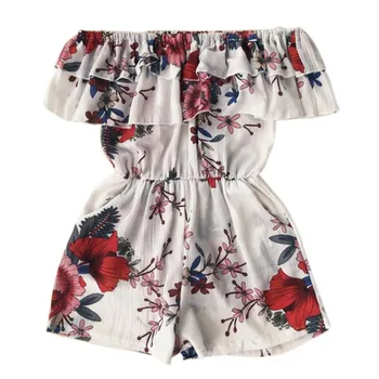 

Women Off Shoulder Print Beach Jumpsuit Romper Slash Neck Short Overalls Sexy Backless Summer Playsuit