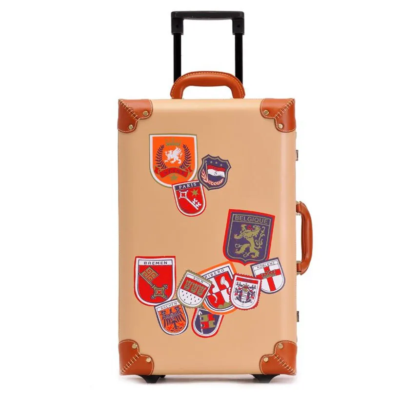 Женская сумка для багажа, винтажная, на 2 колесах, на колесиках, для путешествий, бизнес-багаж, ретро, корейская мода, ПУ, сумка для чемодана, 20, 22, 24 дюйма, Мужская коробка - Цвет: As shown 20 inch