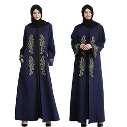 Винтаж Модные женские кардиган открытой передней вышивка длинный кафтан коктейльное абаи халат для женщин мусульманская одежда