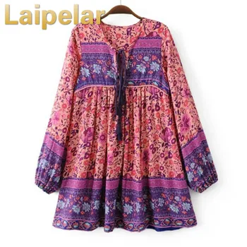 

Floral Print Boho Blouse 2018 Spring Summer Chic Vinatge Blouses V-Neck Tassel Long Sleeve Women Blouse Loose Blusas Femininas