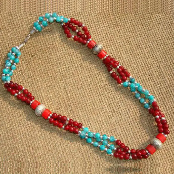 Tibet Nepal ethnic jewelry wholesale oval beads necklace D 16in Chain