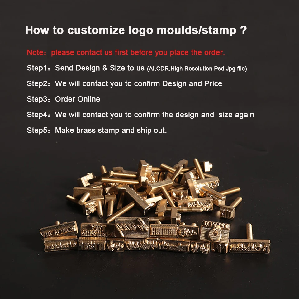 Customized Leather Brass Stamp Custom Logo Copper Mold Leather Wood Carving Brand Printing Stamp Bread Cake W/ Brass Screw leather craft tools leather stamp