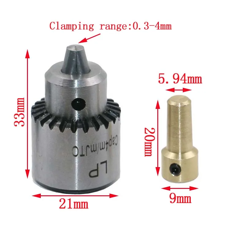 Hot Electric Drill Grinding Mini Drill Chuck Key Keyless Drill Chucks 0.3-4mm Capacity Range W/ 3.17mm Shaft Connecting Rod