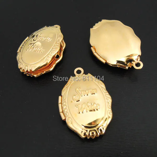 20x15mm New Gold tone Plated Blank Oval Word Marked Snow White Wish Box