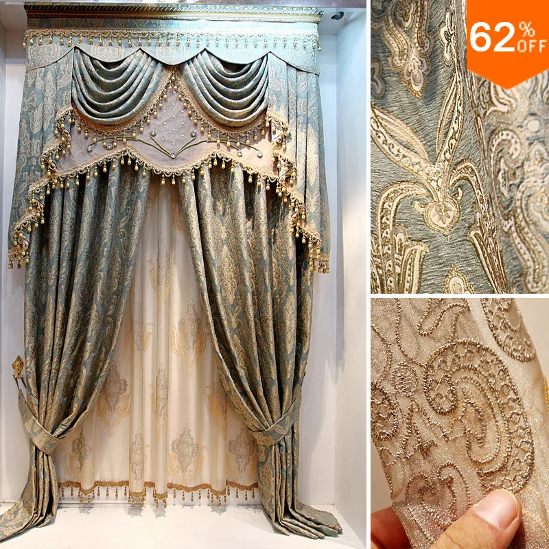 

Luxury curtains the blind Vivian quality jacquard Room curtain dodechedron luxury finished product the curtain customize Blinds