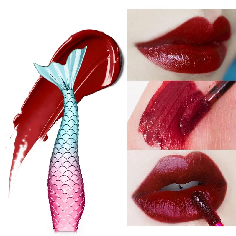 

1PC Velvet Fish Shaped Lip Gloss Moisturizing Waterproof Non-Stick Cup Liquid Lipstick Matte Lip Gloss