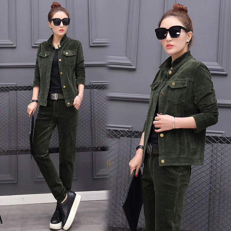womens corduroy trouser suit