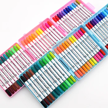 

MIRUI soft and hard double-headed watercolor pen set 12/18/24 colors children non-toxic washable pupils painting colored pens