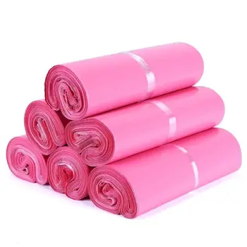 

Pink Color Custom Poly Mailer Plastic Mailing Bag Envelopes Strong Plastic Seal Mailbags Shipping Bags For Packing office supply