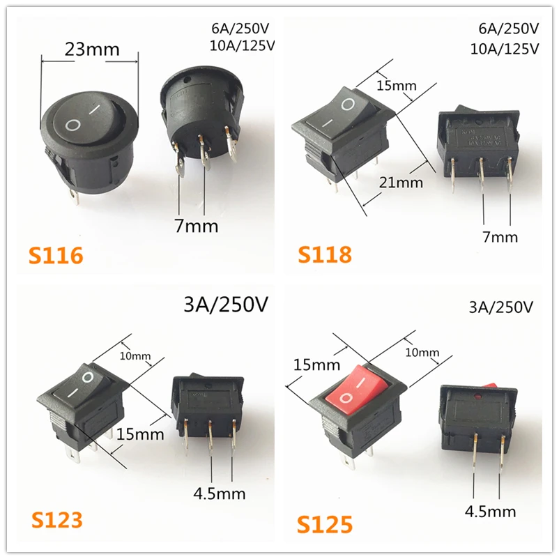 SPST KCD1 2PIN 3PIN вкл/выкл круглая/квадратная лодка кулисный переключатель DC AC 6A/250V Автомобильная приборная панель пластиковый переключатель дропшиппинг