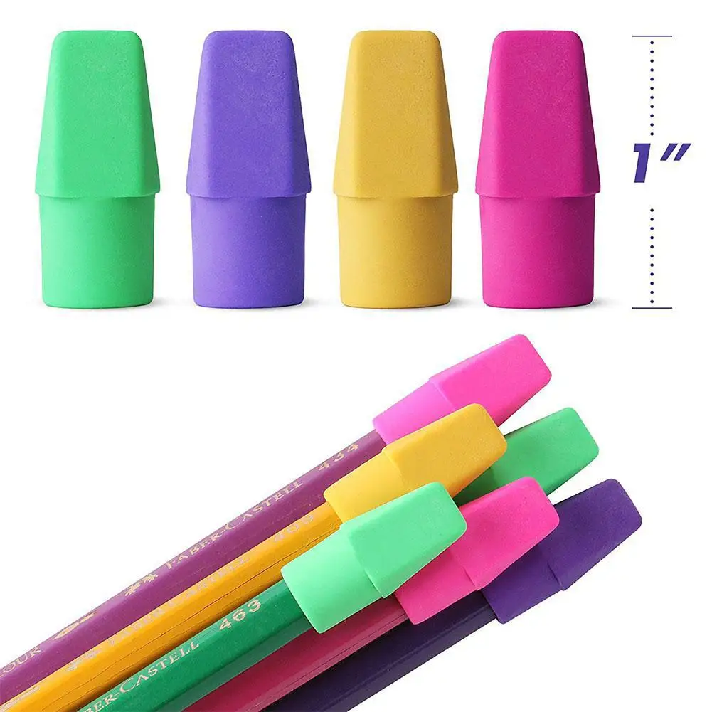 LeadingStar 150 Pcs Colorful Pencil Top Eraser Caps Stationery for