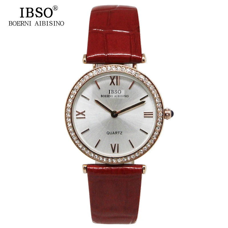 

IBSO Crystal Diamond Woman Watches Leather Strap Fashion Luxury Crystal Diamond Relojes Mujer 2019 Waterproof Ladies watch