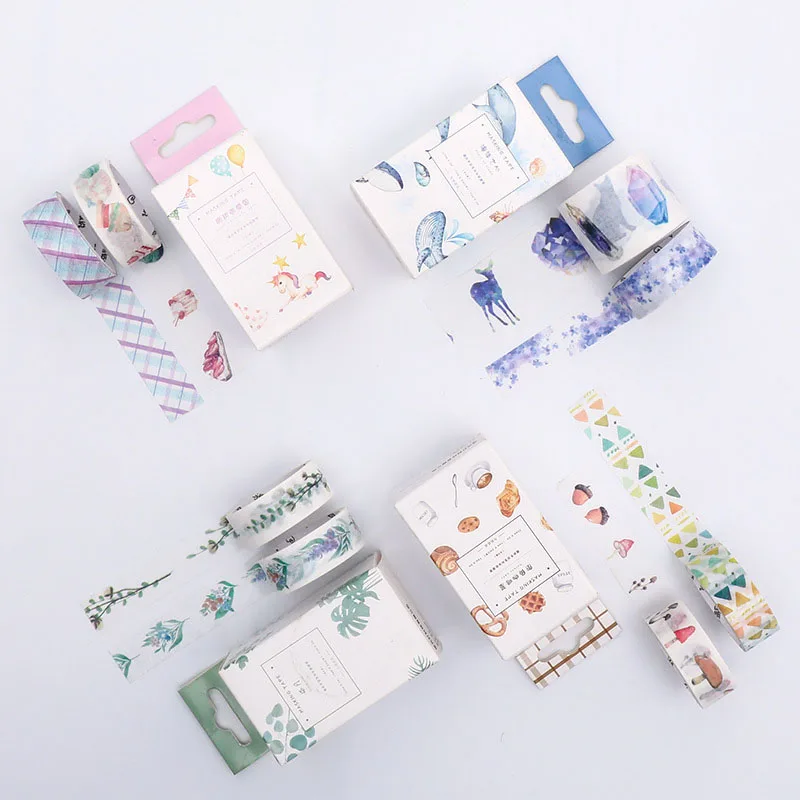 4 rolls / set of cartoon style tapes masking tape decoration stickers diary stationery paper labels school supplies