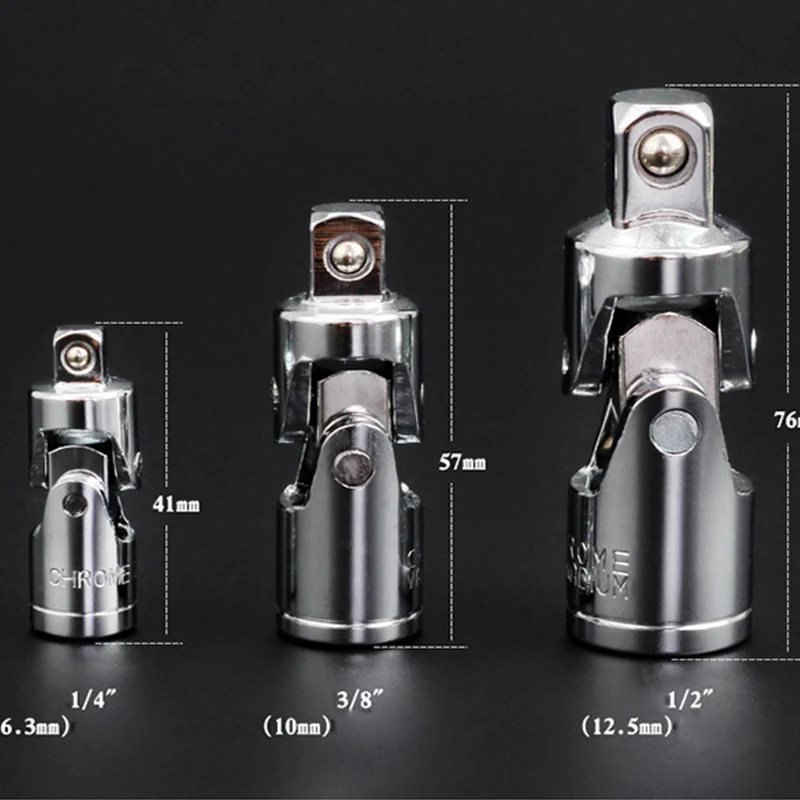 

Universal Joint Set Socket Adapter 1/4" 3/8" 1/2" Ratchet Angle Extension Bar for Manual and Pneumatic Bendable Adapter