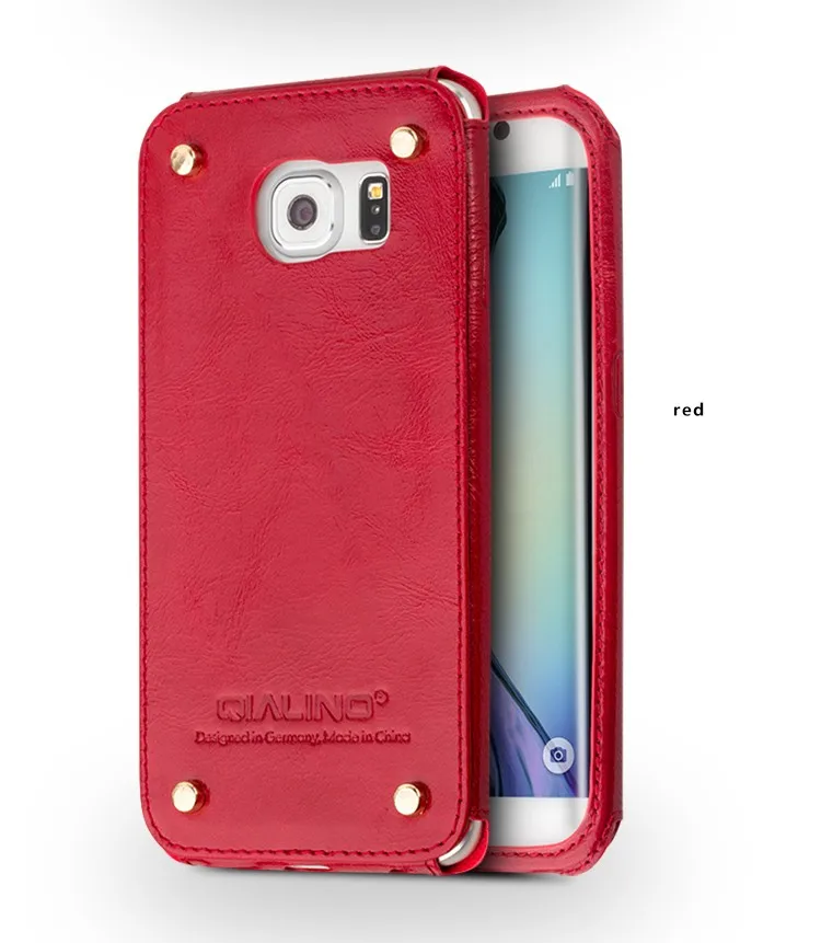 Уникальный дизайн QIALINO чехол для телефона из натуральной кожи для samsung Galaxy S6 edge дизайн с заклепками сзади защитный чехол для телефона 5,1 дюйма