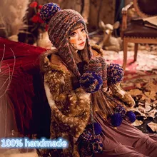 Прекрасный Шапочка и Перчатки Зимние Женщины Девушки Теплый Вязать Ручной Шляпа Шапки Подарок