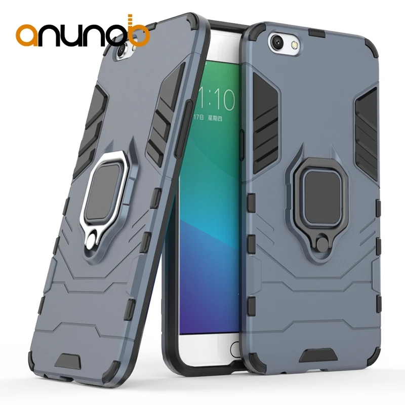 

Phone Cases For Oppo R11s R11 R9s Plus R17 Pro R15 F9 Pro A7X A5 A3s Case Plain Hard Cover Iron Man Style Bags With Finger Ring