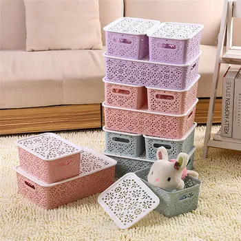 

Creative Plastic Desktop Hollow Storage Basket Underwear Storage Box Kitchen Organizer Clothes Toys Storage Container