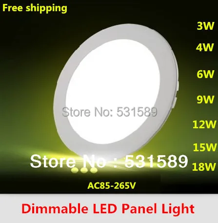 Dimmable Led Panel Light 3W 4W 6W 9W 12W 15W 18W Round Shape With Power Adapter AC85-265V Ulthra thin | Освещение