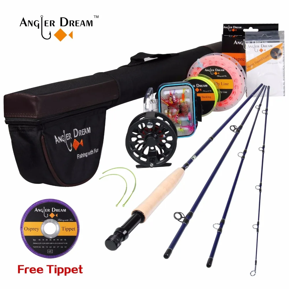 

Angler Dream Fly Fishing Rod Combo 3/4 5/6 WT CNC Machined Fly Reel Weight Forward Floating Fly Line Free Tippet & Rode Tube