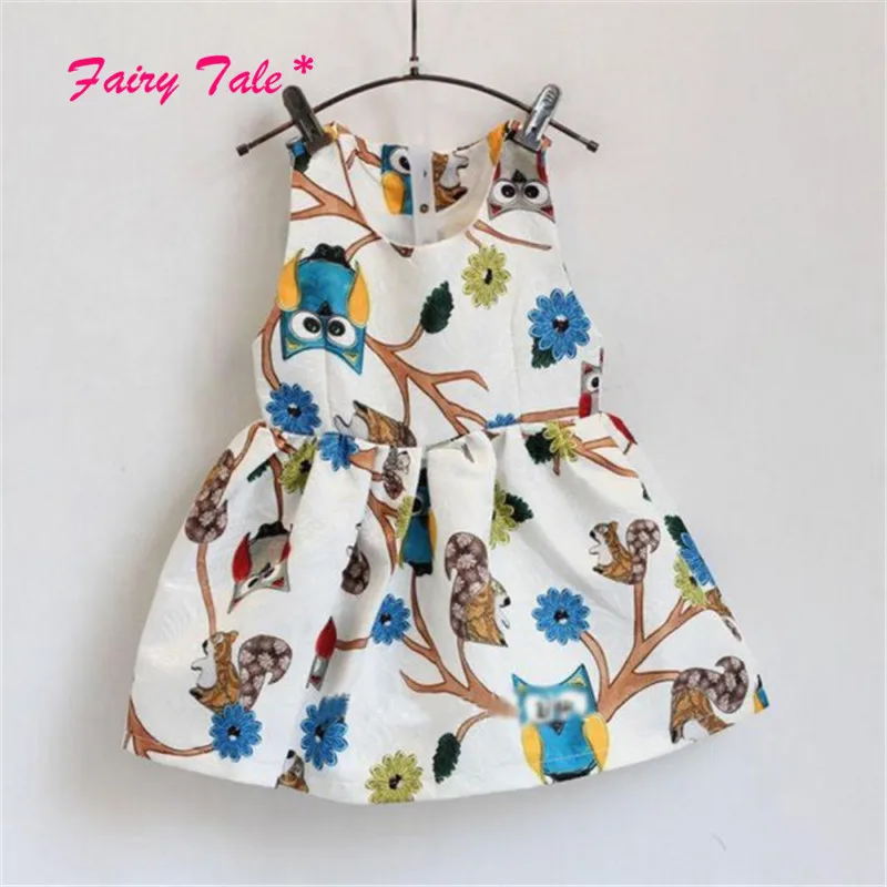 

Cute Kids Baby Girls Sleeveless Owl Print Tutu Dress One Piece Party Princess Dress 2-6Y
