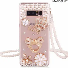 

Manderm N9500 cover for samsung galaxy Note 8 case rhinestone stand holder protective for samsung note 8 silicon cat phone cases