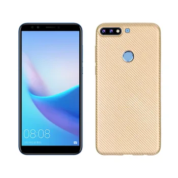 

50pcs/lot free shipping Carbon Fibre PU stick Soft TPU Case Cover For huawei honor 7C Enjoy 8