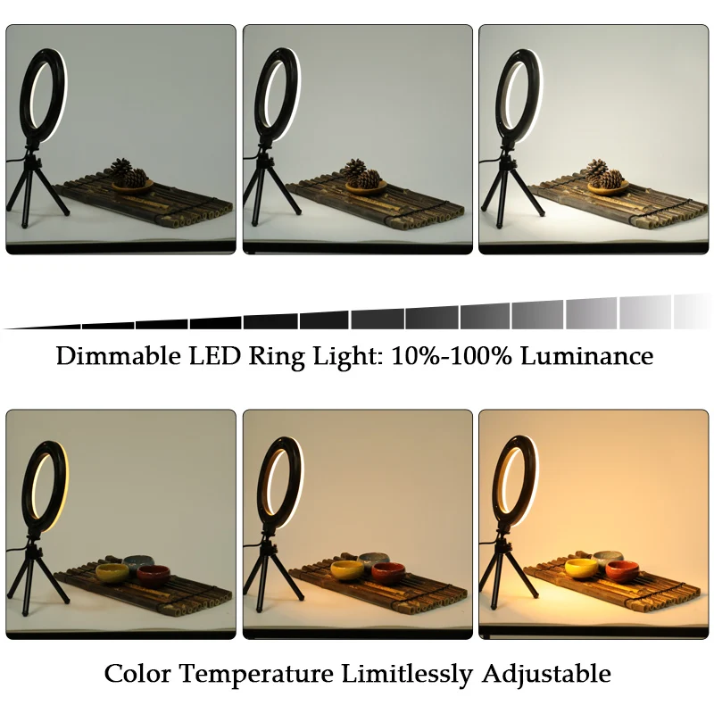 Лунный 6 дюймовый Диммируемый холодный теплый светодиодный студийный Камера кольцевой светильник для телефона видео светильник для перенесного штатива кольцо стол заполнить светильник для Canon