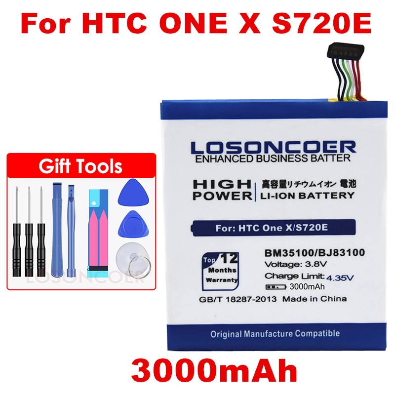 

LOSONCOER 3000mAh BM35100 BJ83100 Battery Use for HTC One X S720e Battery One S Z520e G23 Endeavor / One S Z560e
