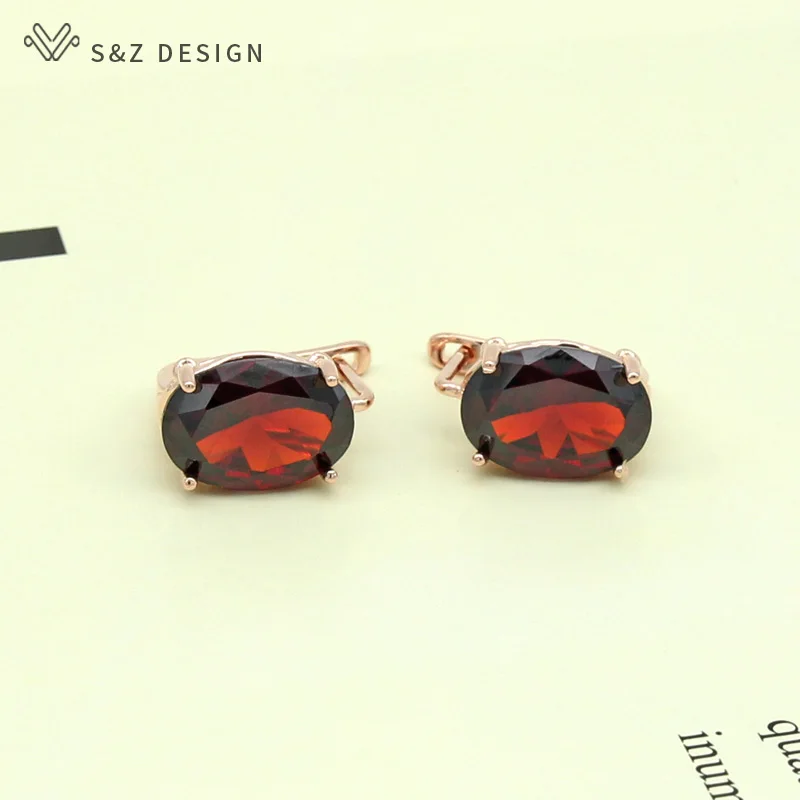 S&Z DESIGN New Classic Simple Oval Egg Shape AAA Zircon Dangle Earrings For Women Girl Trendy Wedding Party Fine Jewelry Gift