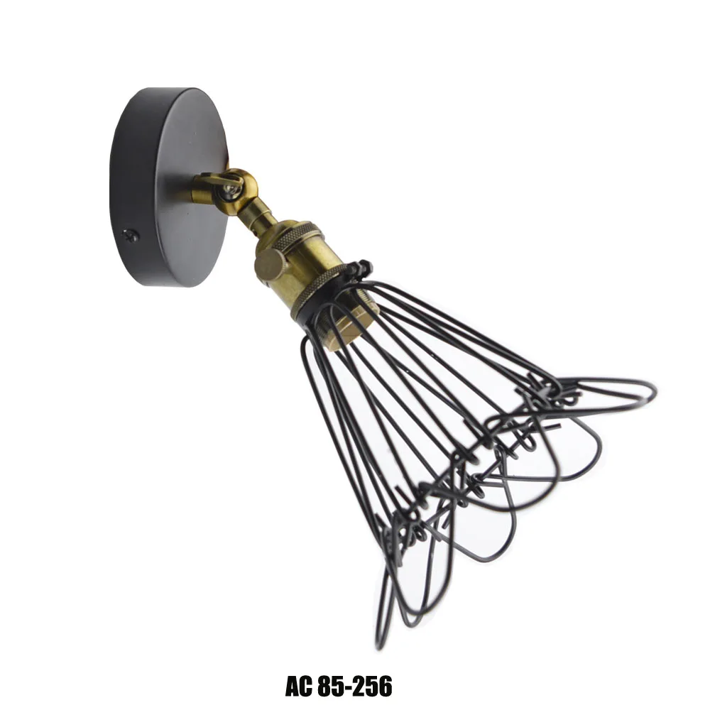 

GLW Fixture Hallway Corridor Loft Retro Black Home Iron Art Cage Industrial Ceiling Light Vintage Indoor Sconce