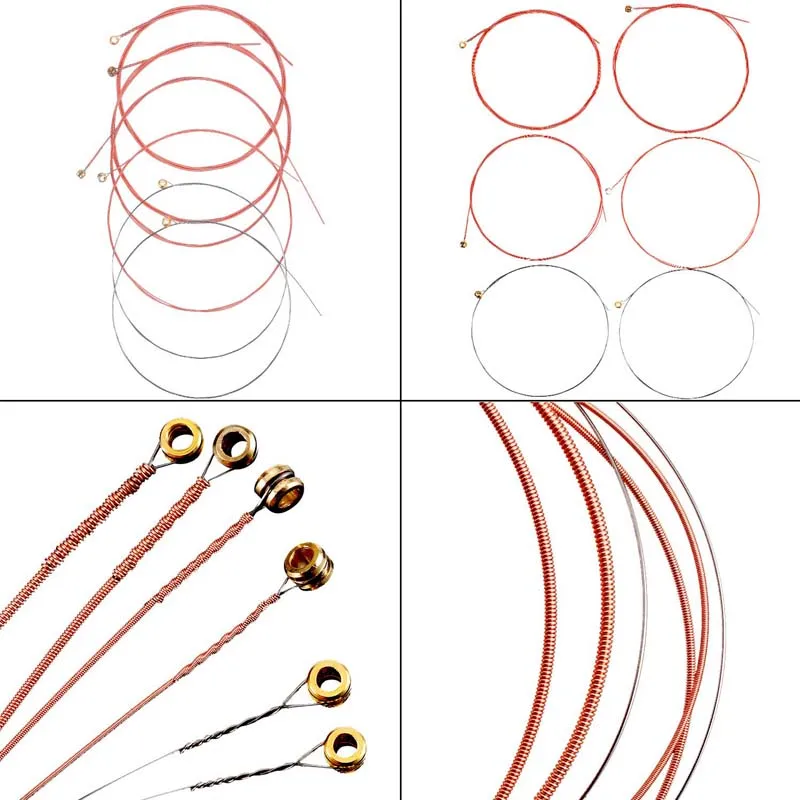 Струны для акустической гитары, 6 шт./партия, стальные струны для гитары, E-A, красная латунь, Радужный цвет, акустическая народная гитара, струны для классической гитары