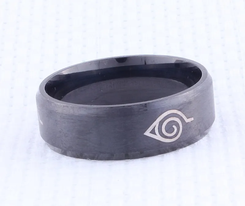 QianBei Модные 8 мм Наруто кольца на палец для мальчиков и мужчин панк черный цвет кольца из нержавеющей стали Женские Ювелирные изделия Подарки