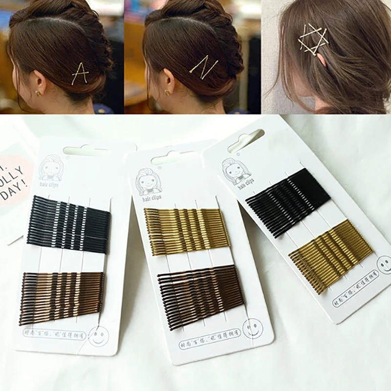 

24pcs/lot Women Gold Black Coffee Drip Invisible Hair Grips Curly Wavy Bobby Pins For Daily Use Wedding Party Hair Styling Maker