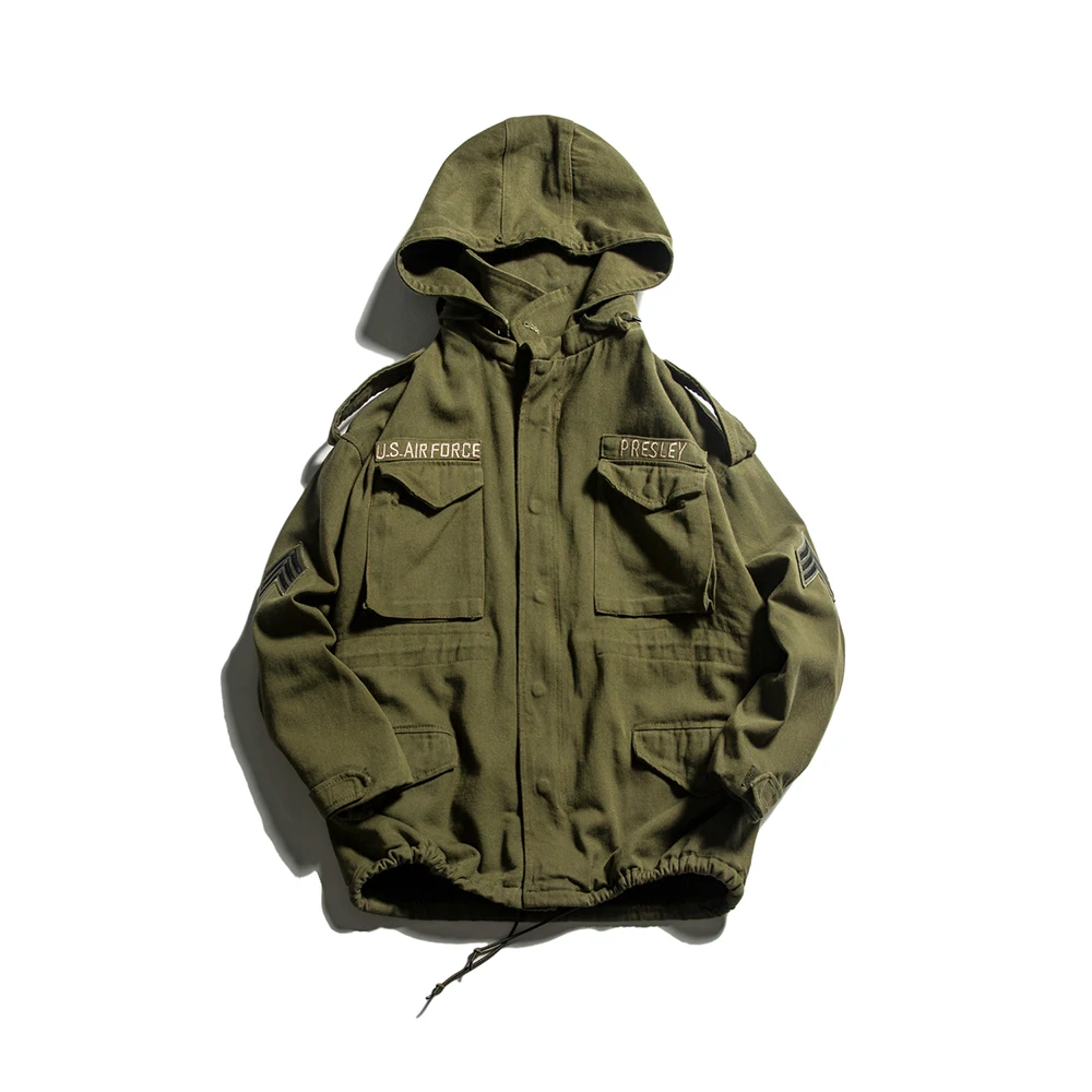 Discount TOTURN Military Casual Men Hooded Jacket Loose Fleece Coat Homme Cotton Pilot Army Jackets Khaki ArmyGreen USA Air Force Parka