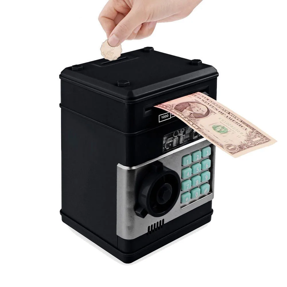 Electronic Mini ATM Money Box Safe Password Cash Coin Saving Piggy Bank