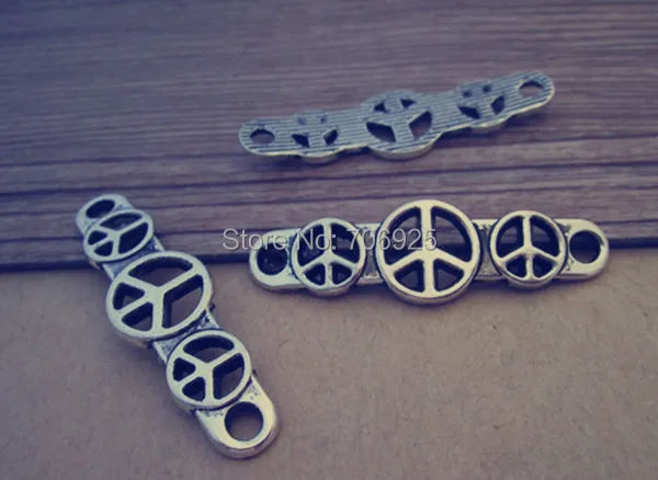 

30pcs /lot Antique silver Peace symbol necklace pendant charm 11mmx40mm