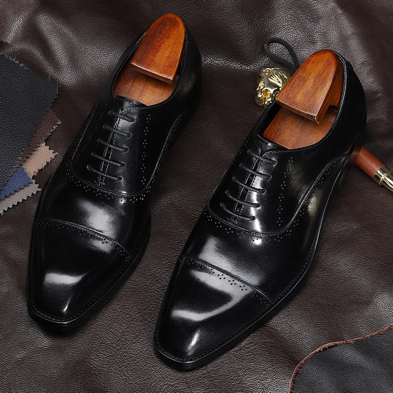 Mens formal shoes Genuine leather oxford shoes for men dressing wedding men's brogues office shoes lace up male men shoes 2020 Mens formal shoes Genuine leather oxford shoes for men dressing wedding men's brogues office shoes lace up male men shoes 2020