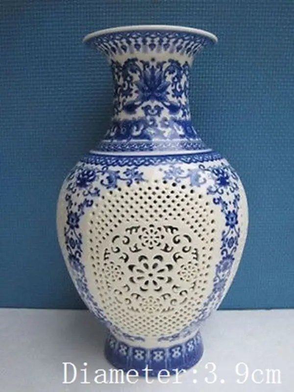 

Set 2 Pieces Hollowed Chinese Rose Colorful Porcelain Big Vase w QianLong Mark 1