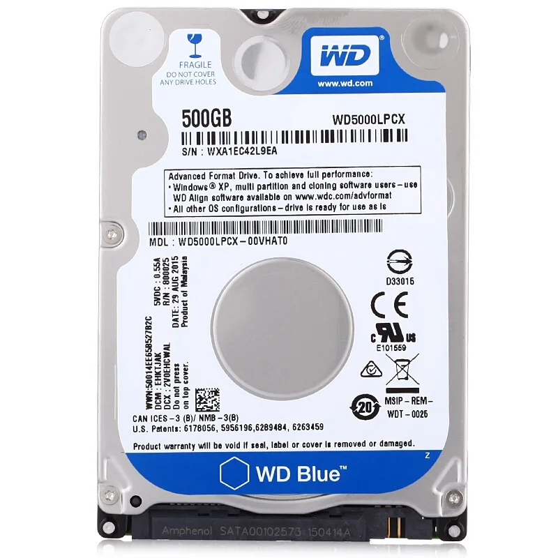 WD Western Digital Blue 500GB hdd 2.5'' 5400rpm 16MB SATA Laptop Internal Sabit Hard Disk Drive HD Notebook Harddisk WD5000LPCX WD Western Digital Blue 500GB hdd 2.5'' 5400rpm 16MB SATA Laptop Internal Sabit Hard Disk Drive HD Notebook Harddisk WD5000LPCX