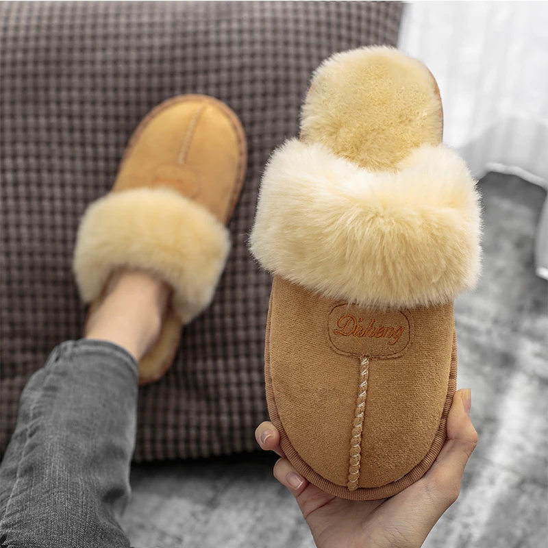 

Mazefeng 2018 New Winter Keep Warm Women Slippers Men Casual Slippers Velvet Unisex Slippers Lovers Slides Faux Fur Indoor Shoes