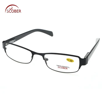

= SCOBER = Two Pairs Full-Rim Alloy Spring Legs Black Small Frame Men Women Reading Glasses +1 +1.5 +2 +2.5 +3 +3.5 +4