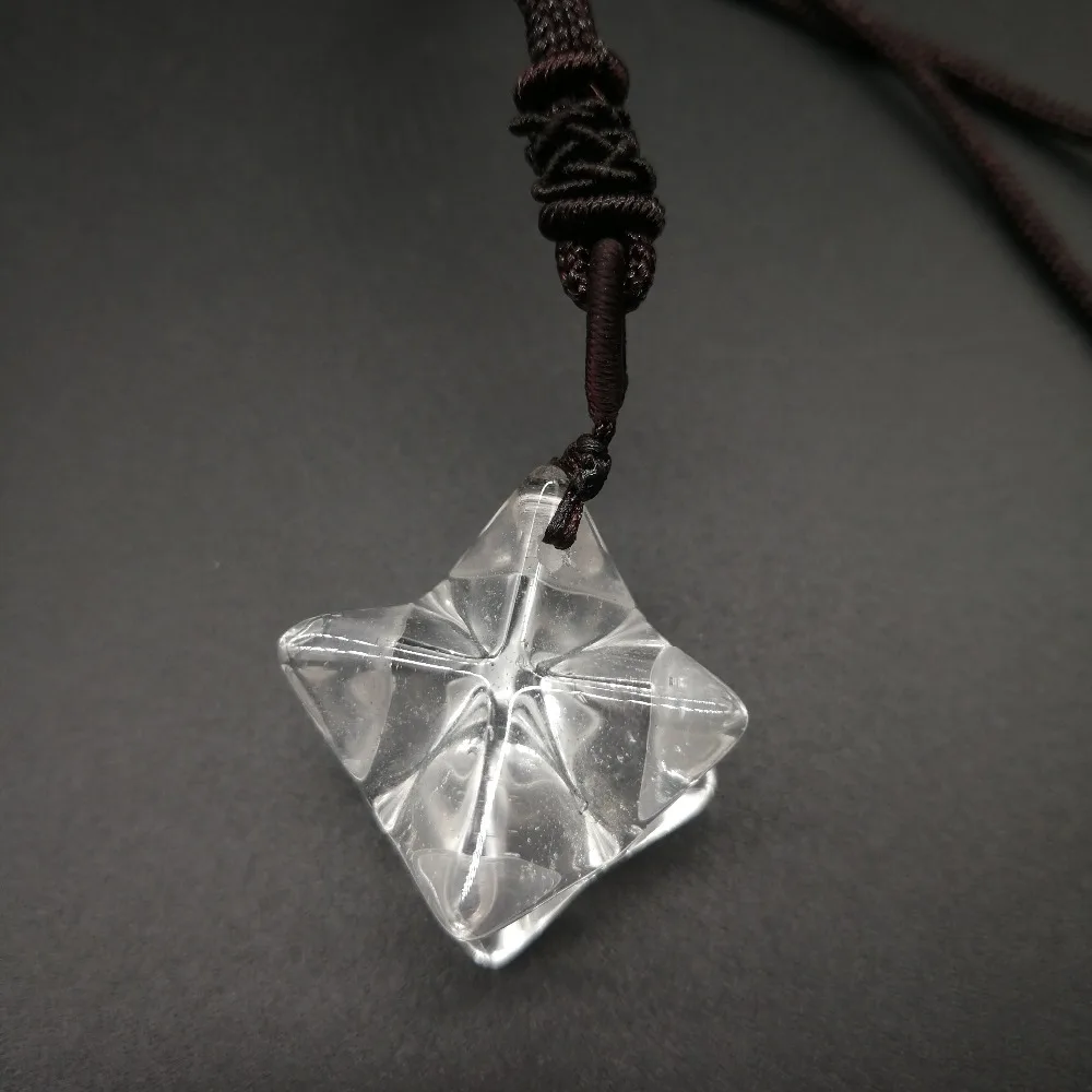100% натуральный кристалл подвеска Merkaba Кристалл Подвеска чистый белый